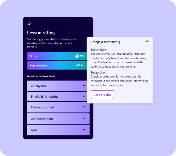 AI lesson ratings & quality scores