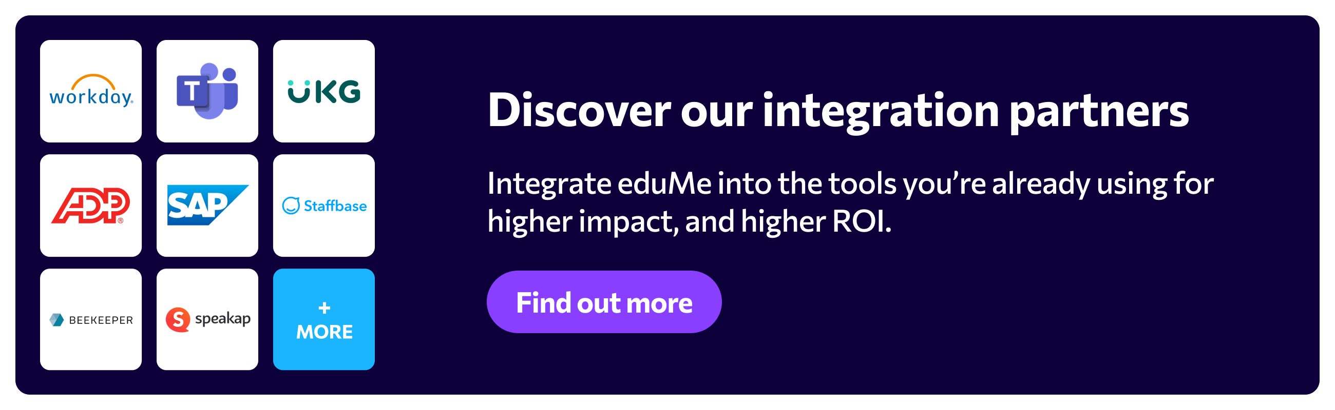 Discover our integration partners - integrate eduMe into the tools you're already using